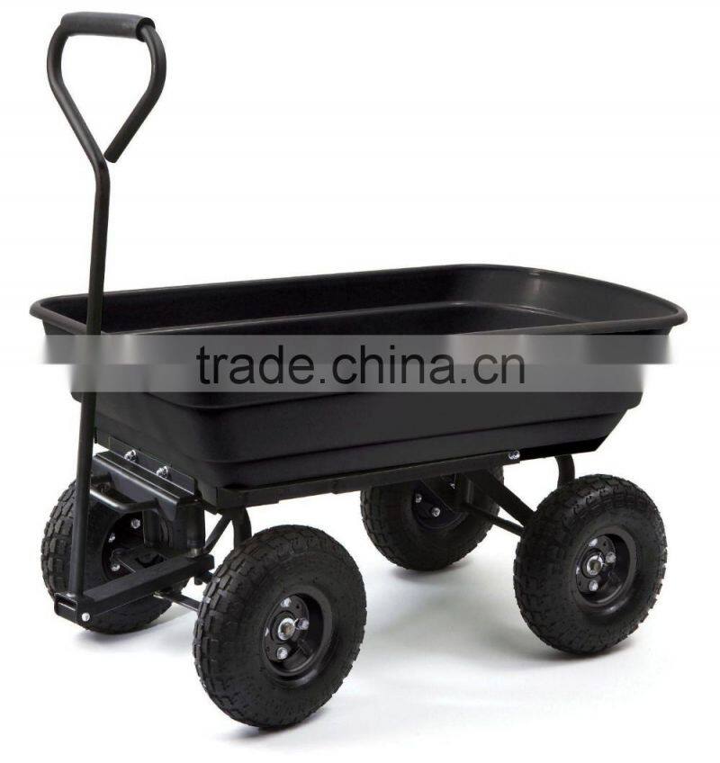 GDC-01 Steel Frame Pneumatic Tires 650 lb Capacity Black Poly Garden Dump Cart