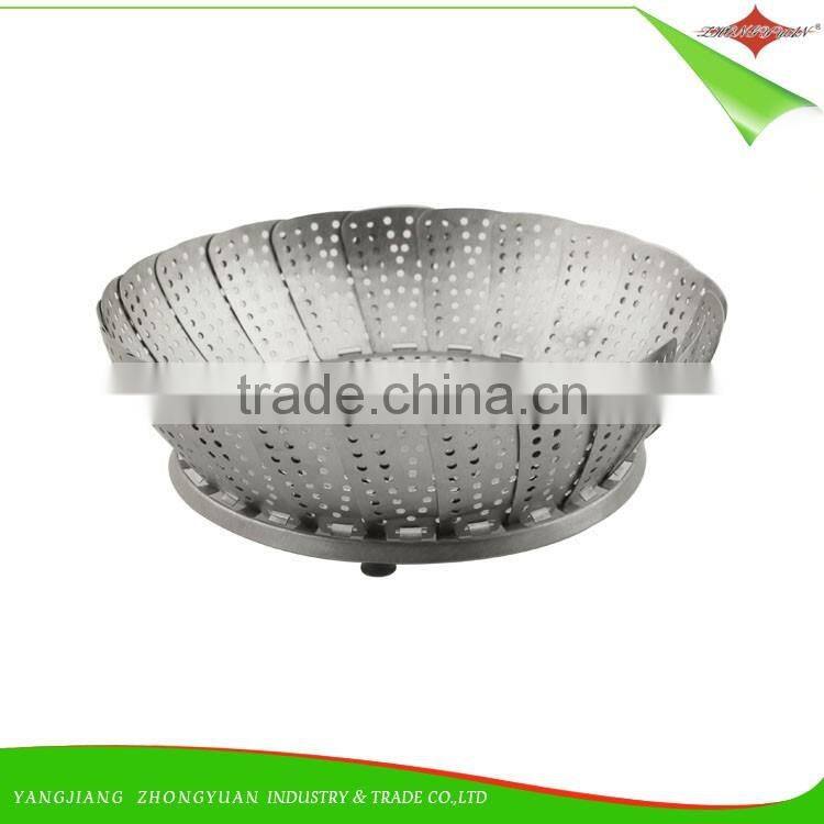 ZY-F1505 stainless steel folding vegetable steamer basket for kitchenware