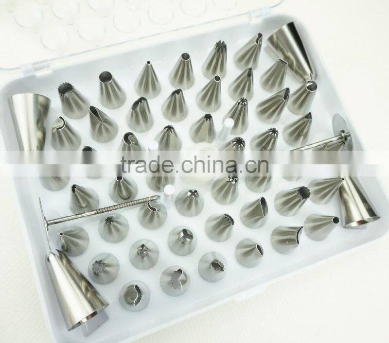 42156 52 Pcs 304 Stainless Steel Cake Master Decorating Tip Set, with Hinged Storage Box