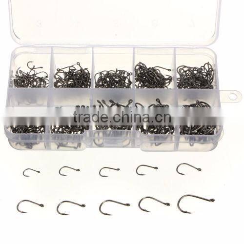 Amazon hot Cheap 500pcs 10 Size Assorted Sharpened Fishing Hooks Lure Baits With Fish Tackle Box