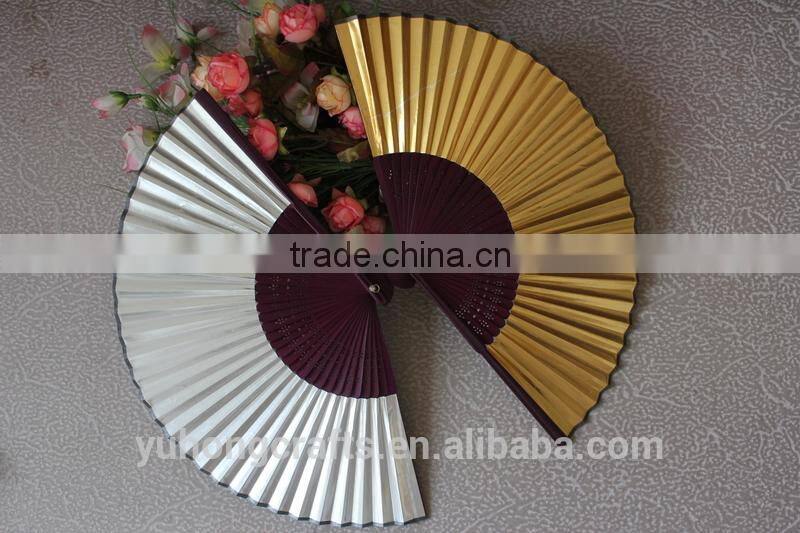 Gold and silver color Japanese hand fan