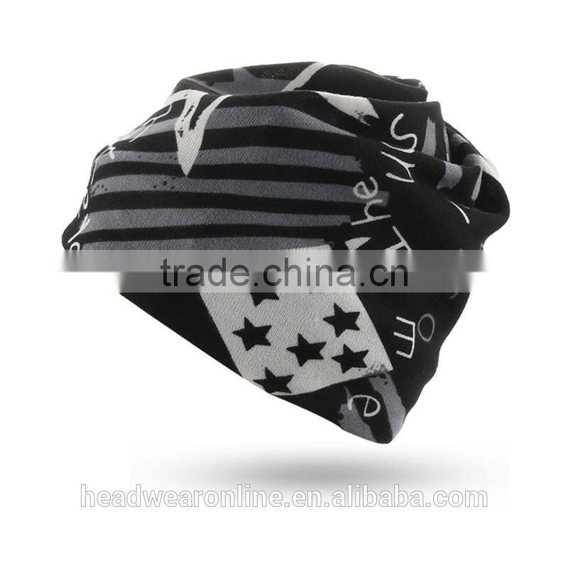 Printed Plush Winter Skull Beanie Hat For Man