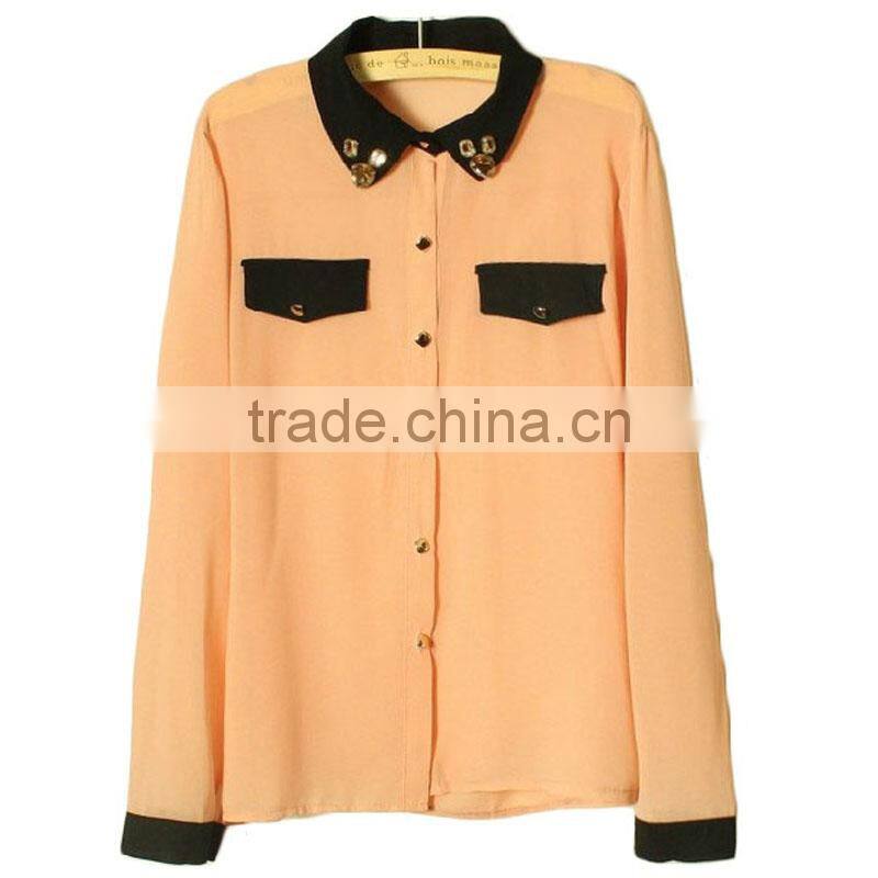 women garment factory daily wear ladies popular style fancy casual polyester spandex simple shirt for mature women