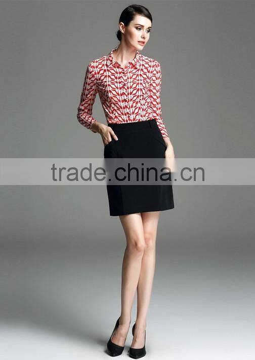 Office Ladies Elegant Fashion Printed Long Sleeve Formal Shirt