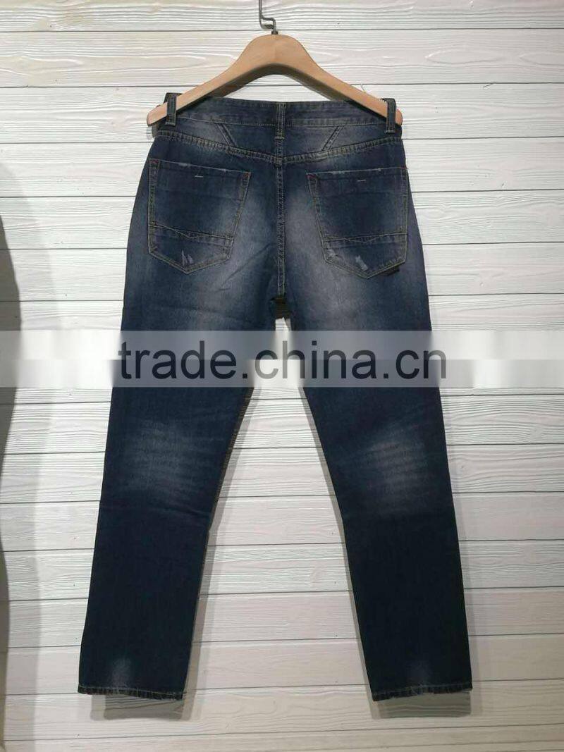 GZY Men's Basic Ripped Slim Fit Jeans Machine With Light Ripes Scratches For South Aerican stock