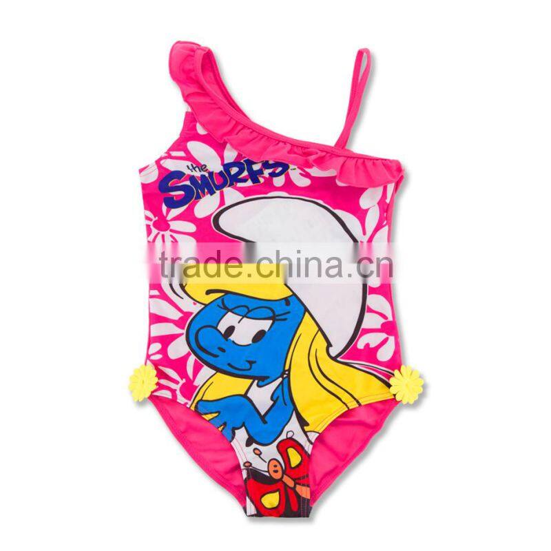 OEM/ODM Custom Made Kids Swimwear Cute Animation One Piece Swimsuit 2017