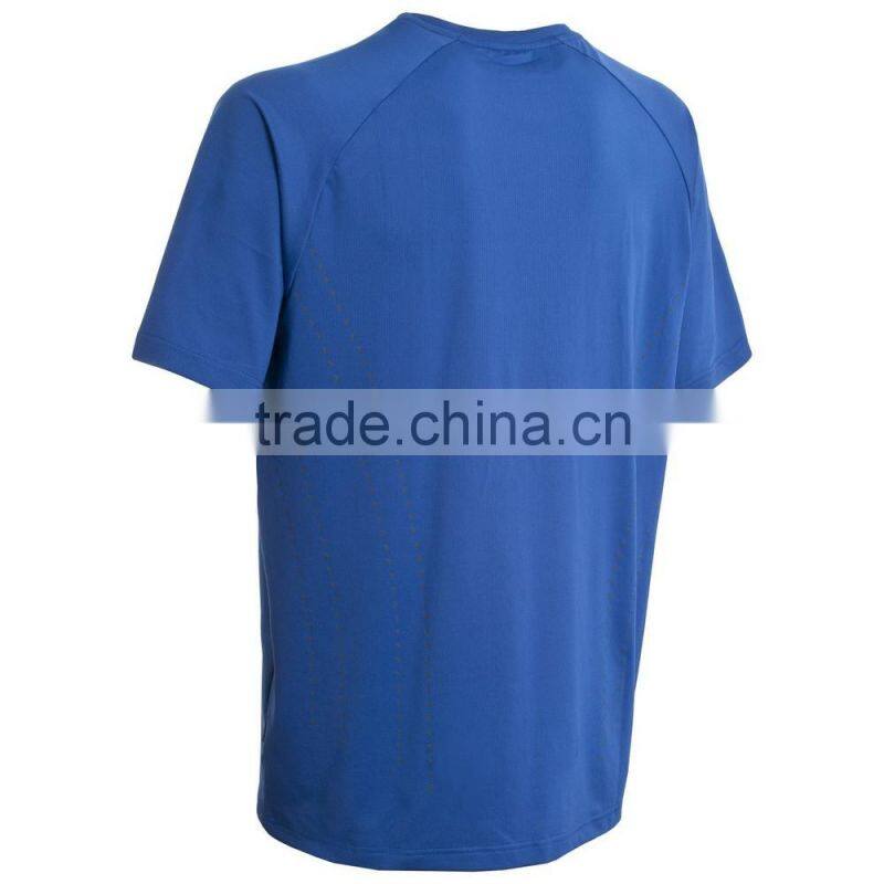 Men's round neck polyester dri fit flat flock short sleeve t-shirt