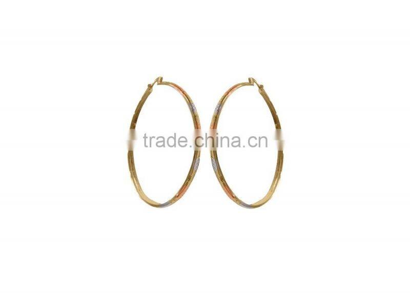 Three Tone Artificial Gold Plated Hoop Earrings