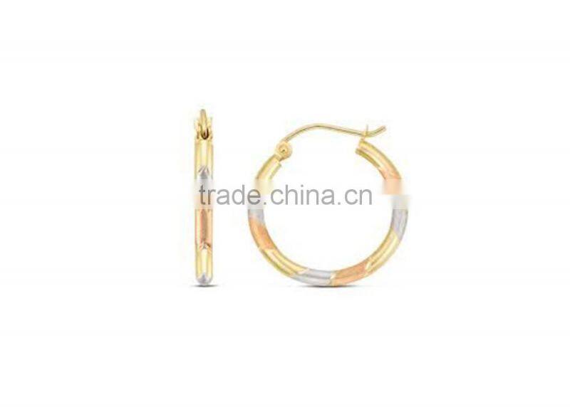 Tri Color Gold Plated Hoop Earrings