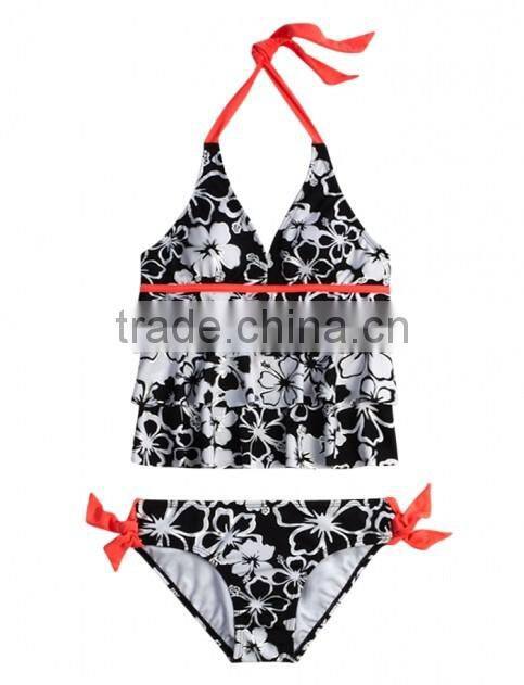 Girls nylon/spandex floral AOP swimsuit