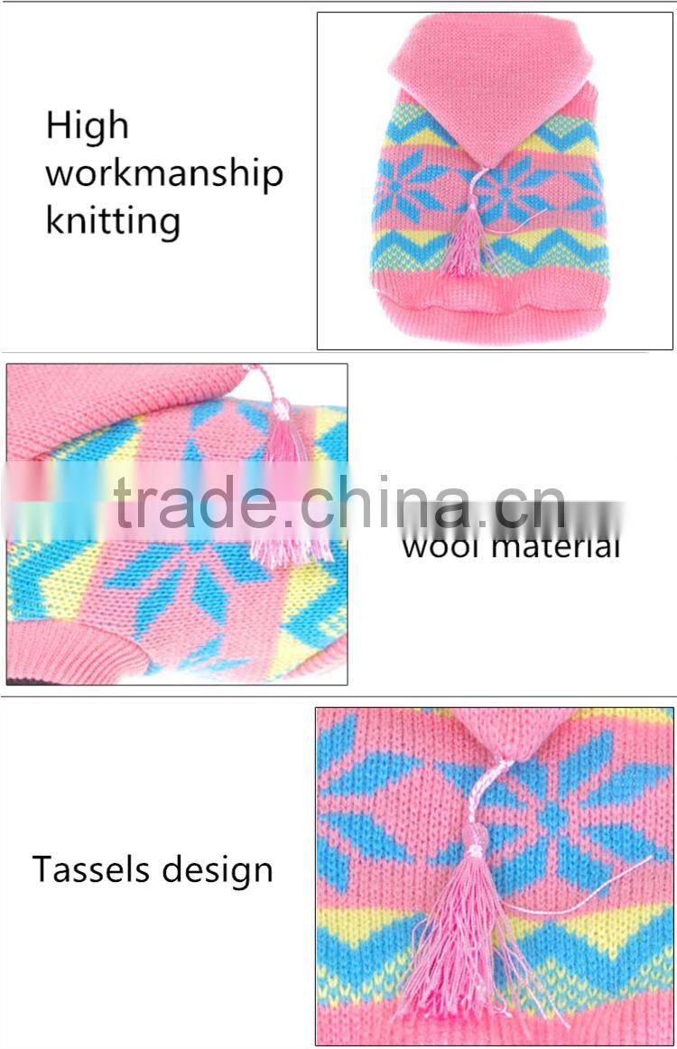 Custom Pink Pet Crochet Clothes Hoodie Apparel Hand Knit Dog Sweaters