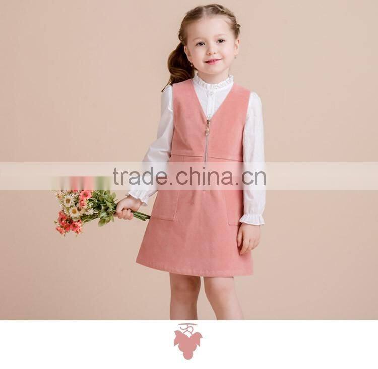 2017 Girls Casual Frock Designs For Party Kids Clothes Of 2pcs Set Including Sleeveless Dress And Shirt