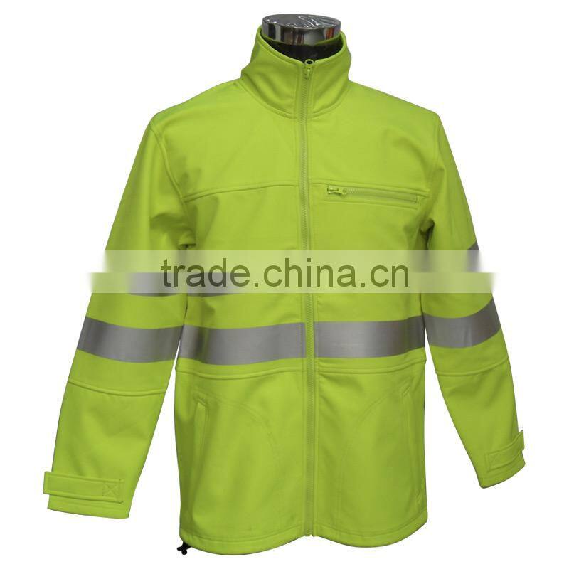 zipper chest pocket 3m reflective softshell safety jacket with cuff adjusters
