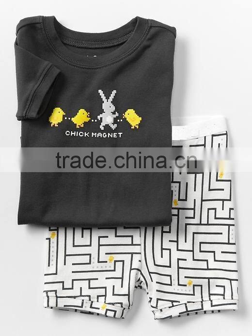 Boys short pajama set with car embroidery