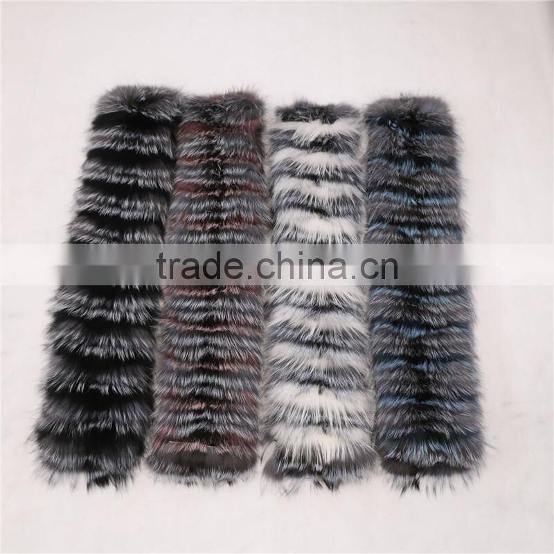 Super long 150cm winter trendy real fox fur scarves long fox fur muffler black and white striped fox fur scarf zebra scarves