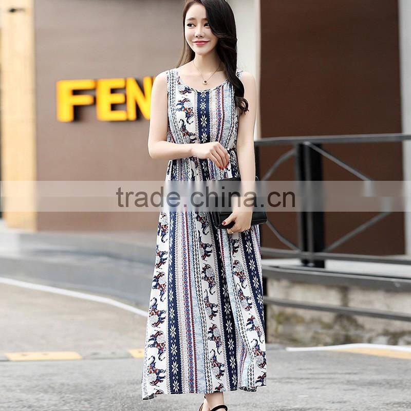 fashion girl's Summer folral printed chiffon Dress Boho Maxi Beach Dress