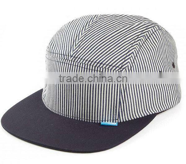 No logo strip pattern custom 5 panel hat and cap