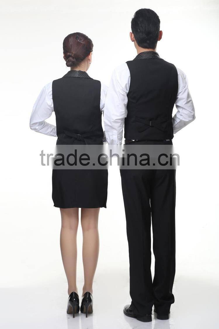 Juqian custom high end slim fit western restaurant waitress tuxedo uniform designs