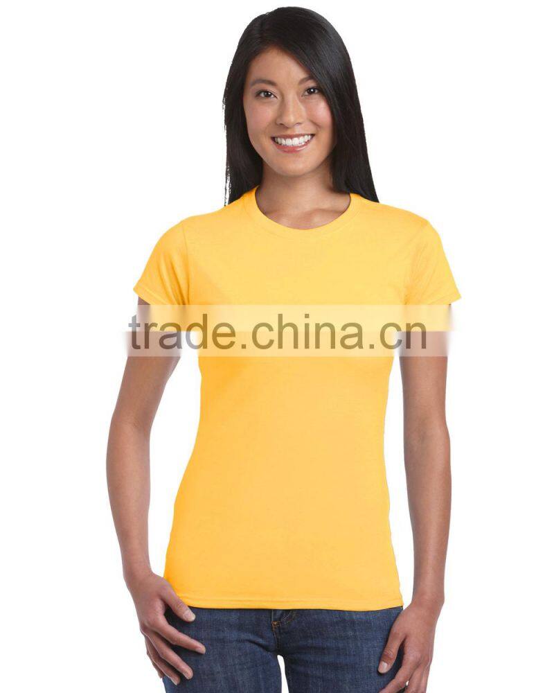 wholesale good quality pure cotton bulk women round neck plain t shirt