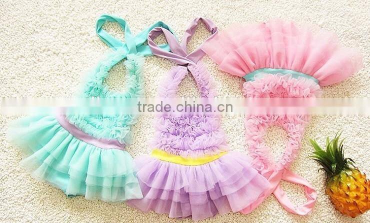 2016 Cute ballet skirt one-piece kid's swimsuit/children swimsuit