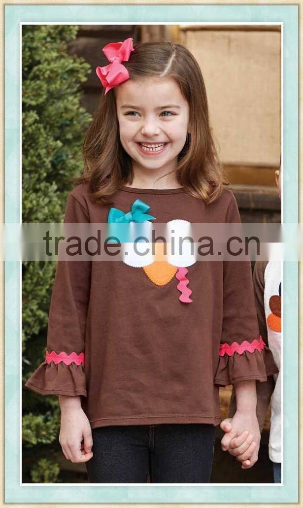 latest shirt designs for baby girl thanksgiving day boys t-shirt applique turkey 2016 wholesale children's boutique clothing set