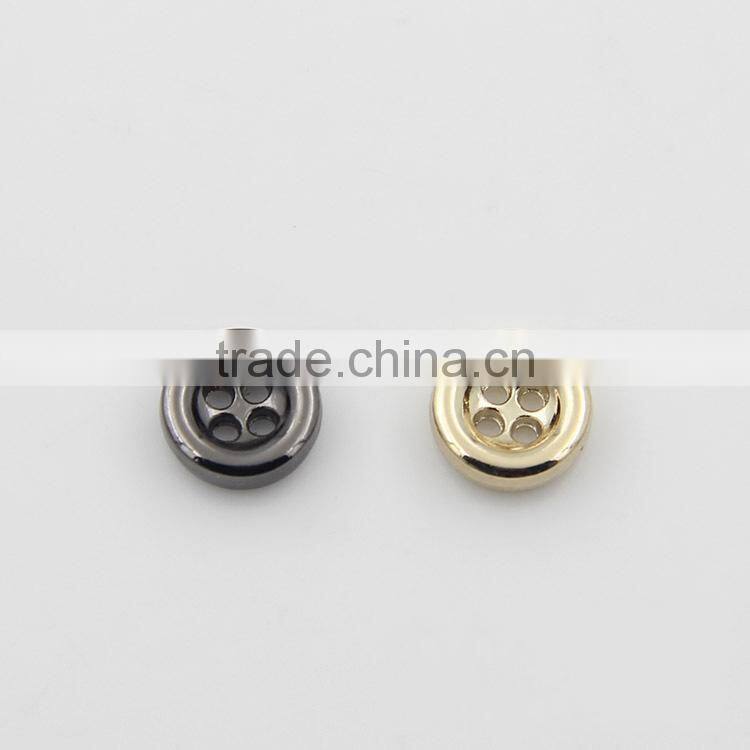 Gold Black 10mm 4-Holes Round Custom Metal Shirt Buttons For Garment