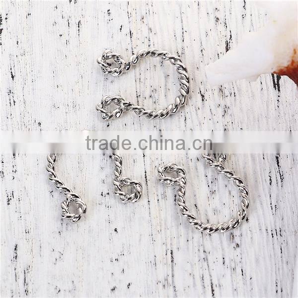 Zinc Based Alloy Cable Twisted Connectors U-shaped Silver Tone