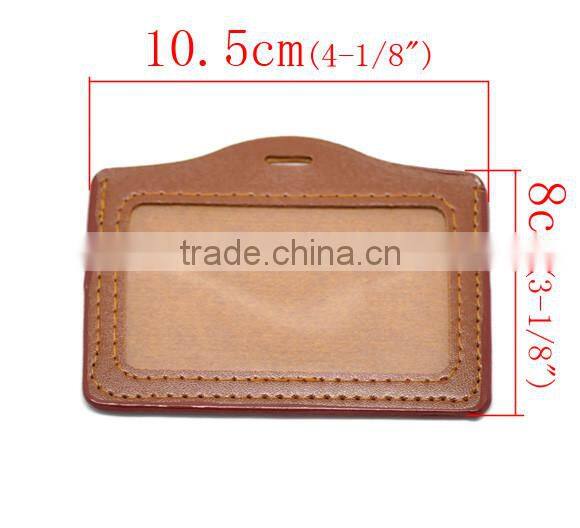 Coffee Horizontal Leatheroid Business Credit ID Card Badge Holders For Wholesale