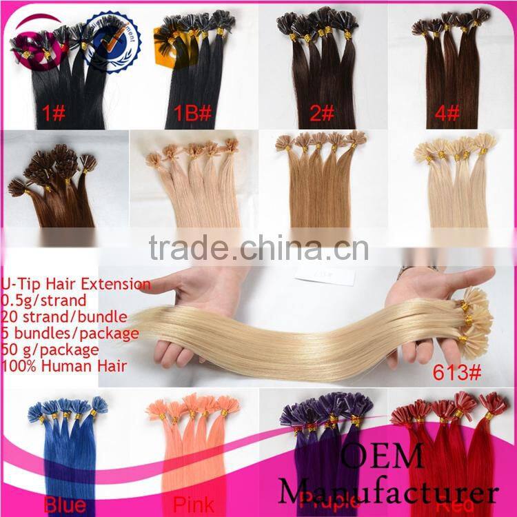 Xuchang Hair Factory Wholesale Price Remy U Tip Keratin Human Hair Extension, 100 Human Hair Extension Wholesale In The Stock