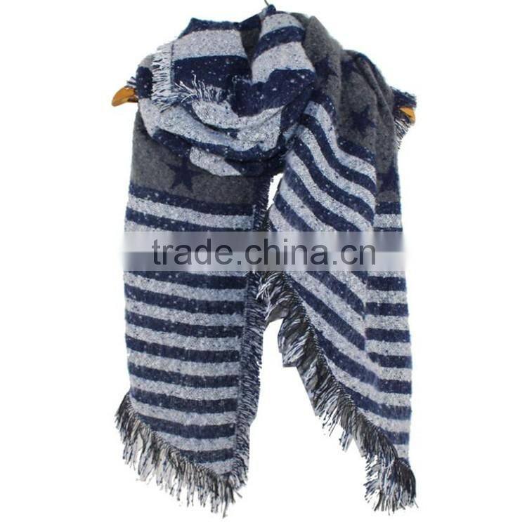 Fashion EU Stars and Stripes Winter Women Scarf and Shawl 2017