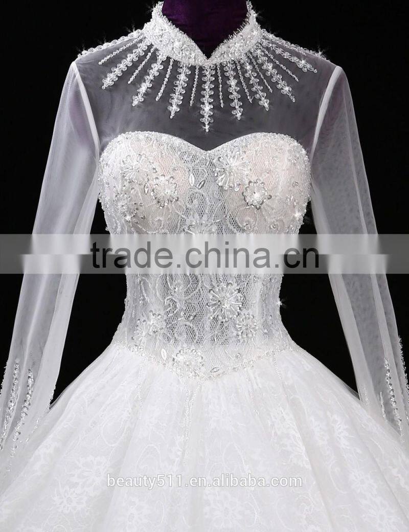 2017 sweetheart mermaid lace mermaid color wedding dress bridal for bride High neck bridal dress F11401