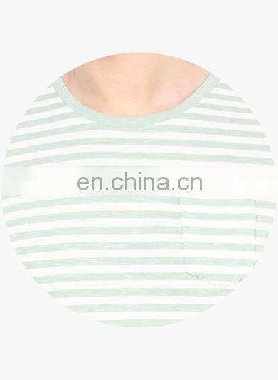 Green Striped Round-Neck Cotton T-Shirts,tshirts