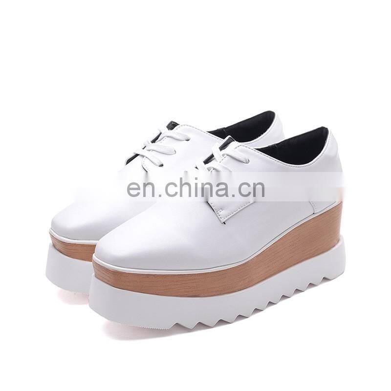 Wholesale high heel platform shoes women leather shoe flat 2017