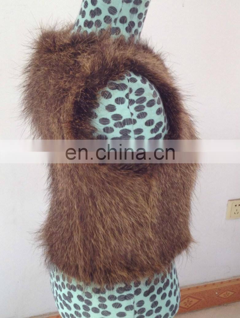 Knitted fur vest waistcoat women nutria fur mini vest