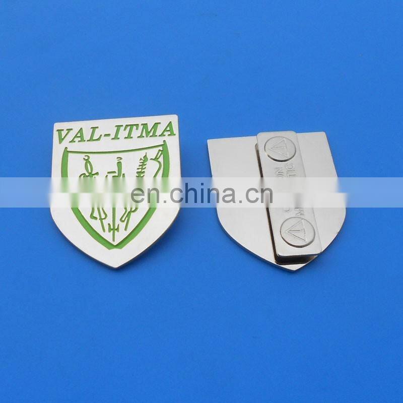 2017 rectangle shape name badge for hotel staff metal name plate