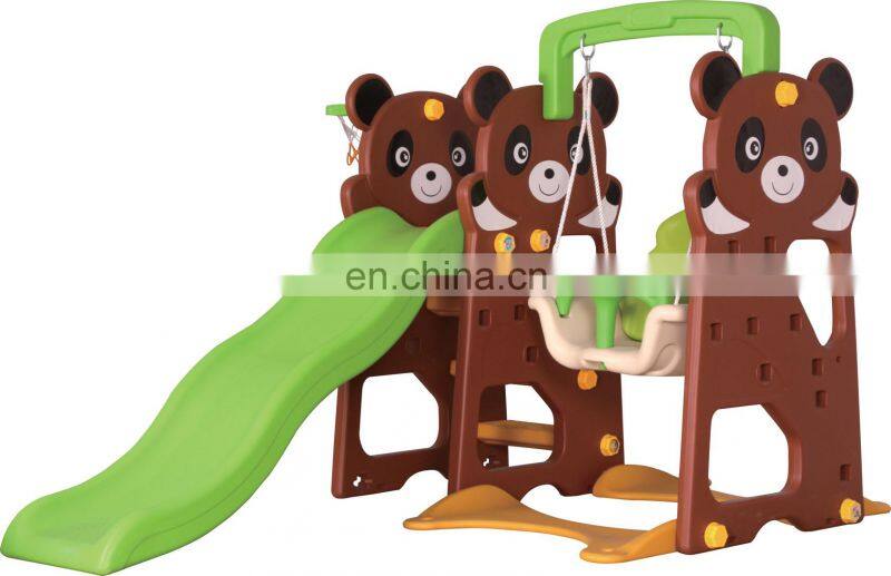 Kindergarten plastic swings equipment with ball pool and slide