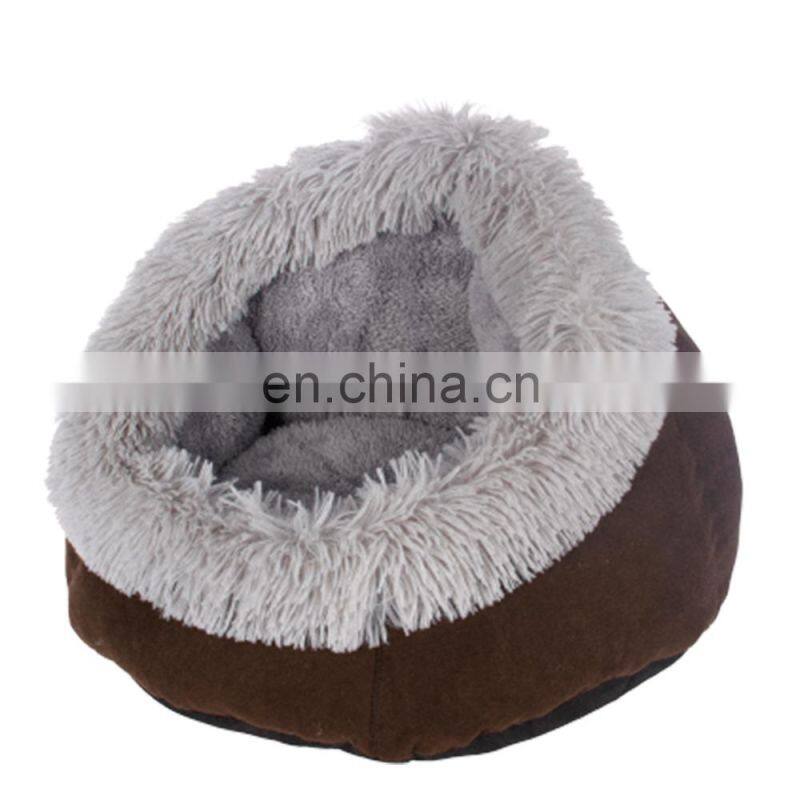 china supplier wholesale cozy brown suede grey plush dog lounger