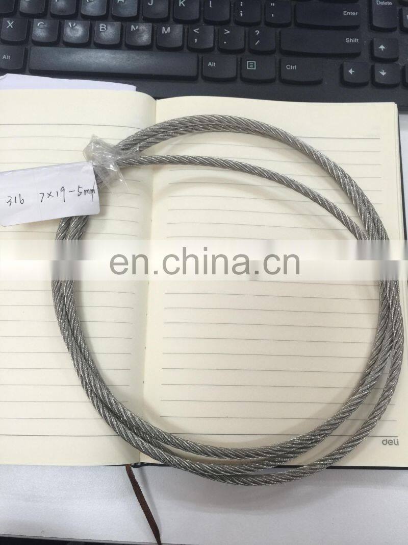 AISI316 7x19 stainless steel wire rope 10mm