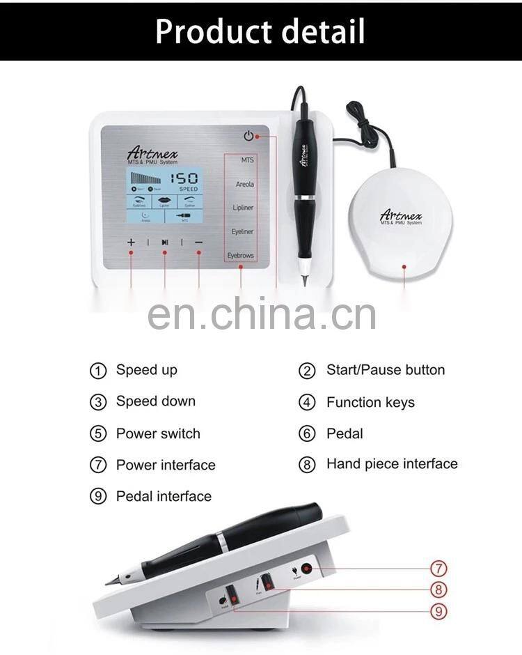 Professional Eyebrow Eyeliner Lips Micropigmentation Permanent Makeup Artmex V9 Tattoo Machine