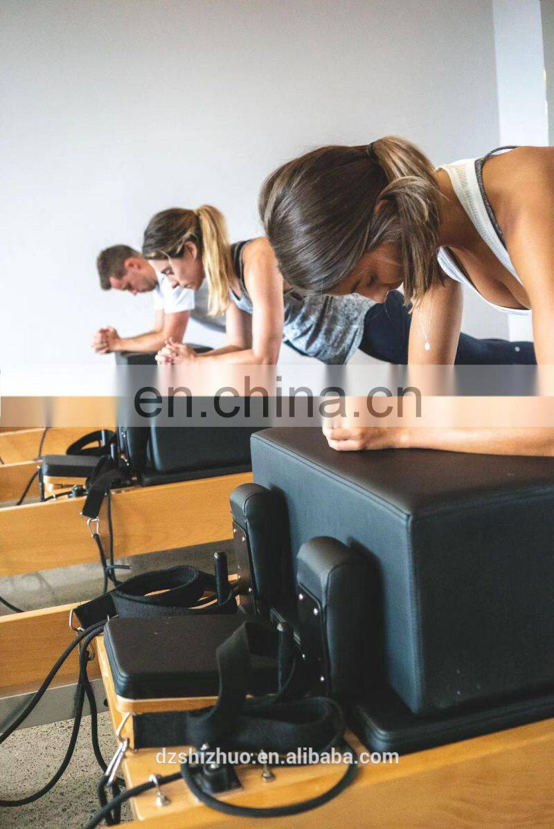 Commercial beech wooden pilates reformer machine with box for pilates studio SNP01