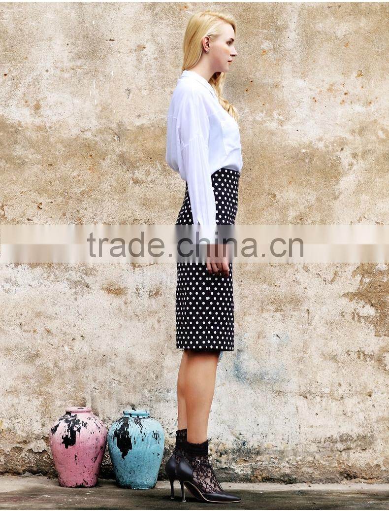 New Arrvial Fashion Latest Lady Dotted Print Pencil Skirt OEM Wholesale China