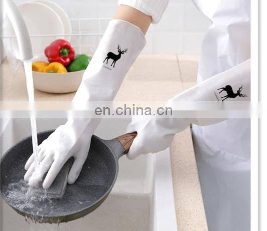 Wholesale High Quality Woman Pink Long Cuff PVC Kitchen dishwashing Household Gloves