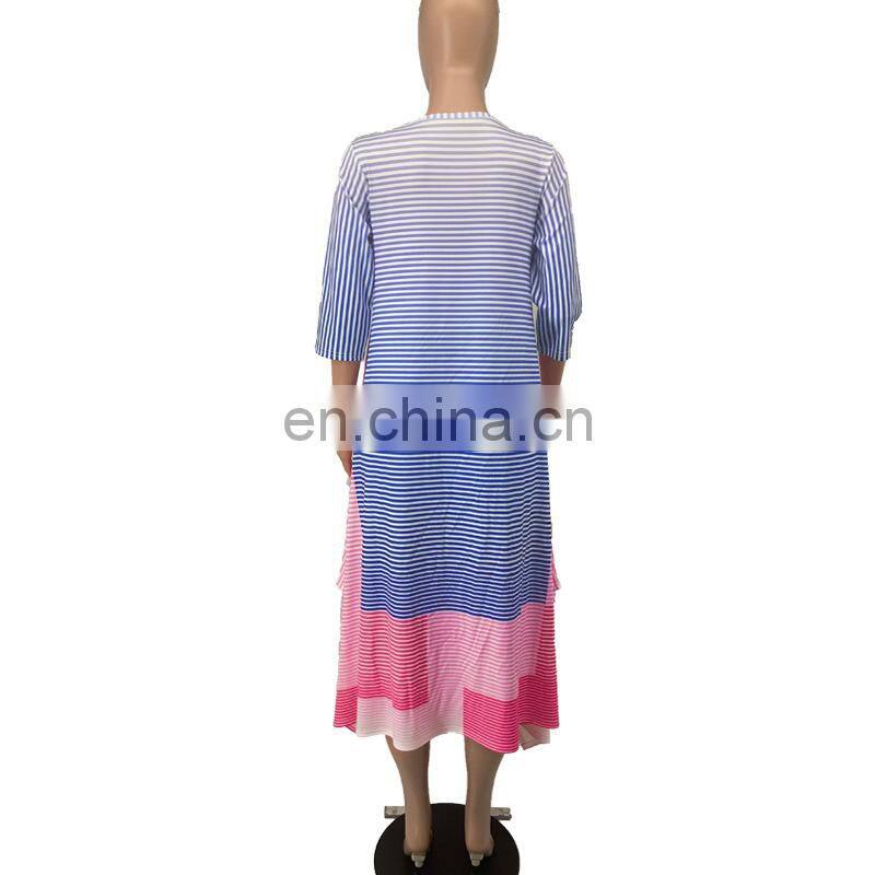 Women Fashion Dress in striped and irregular Dress