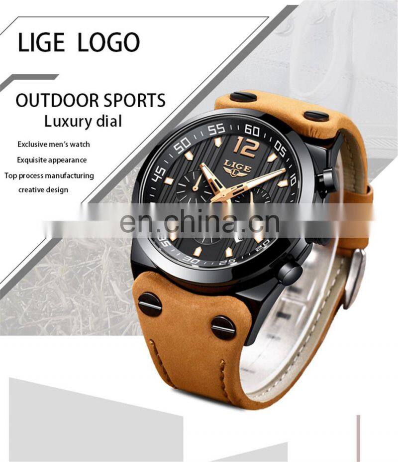 LIGE 9890 New Fashion Sport Mens Watches Luxury Brand Chronograph Men Watch Waterproof Multifunction Quartz Male Wristwatch