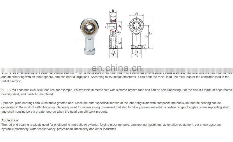 SI16T/K Rod End Bearings SIL16 TK Rod Ball Joint Bearing 16x42x21mm