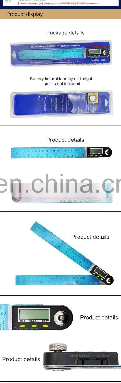 SHAHE Portable 200 mm Stainless Steel Angle Ruler Electron Goniometer Protractor Angle finder Digital Angle Gauge