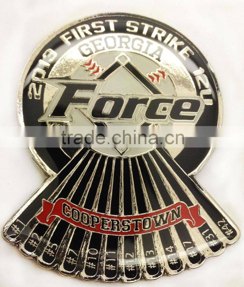 Anniversary lapel pin badge convex polygon Number 5 custom lapel pin badge