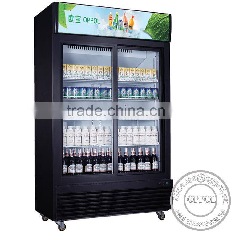 OP-A401 Pure Copper Condenser Stable Cooling Supermarket Glass Door Fridge