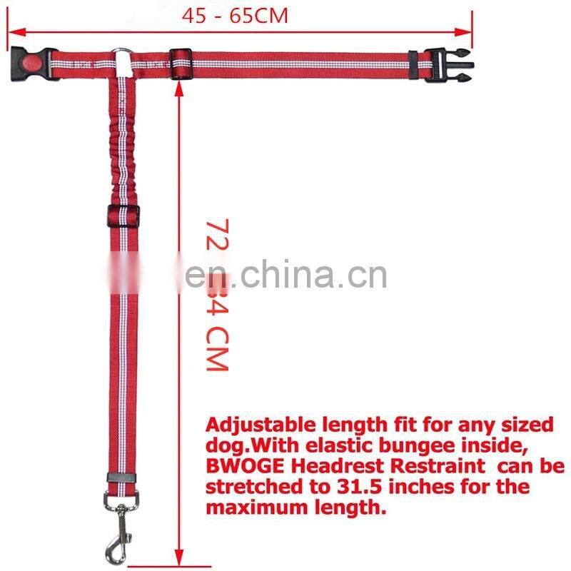 Dog Seat Belt Adjustable Durable Car Seat Belt Reflective Elastic Nylon Bungee Connect Dog Harness in Vehicle Travel Strap Leads