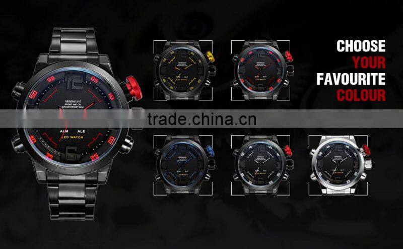 2015 hot style led iron watches brand watch LED watch red &blue light women&men style